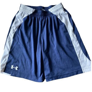 UNDER ARMOUR BOYS NAVY BLUE WHITE SHORTS SUMMER CASUAL SPORTD SIZE YLG LARGE